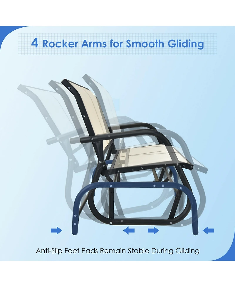 Gymax Patio Swing Glider Bench Loveseat Rocking Chair Backyard Poolside