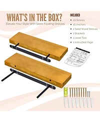 Sorbus 2 Pack 16" Solid Wood Floating Shelves - for Bathroom Decor, Books, Bedroom & Living Room