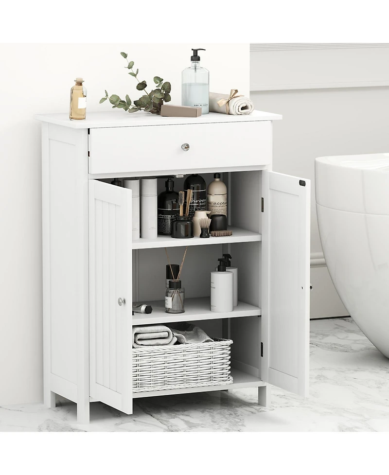 Slickblue Bathroom Floor Cabinet Freestanding Storage Organizer with 2 Doors