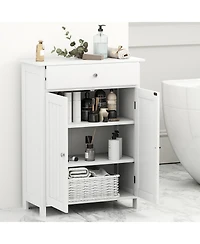 Slickblue Bathroom Floor Cabinet Freestanding Storage Organizer with 2 Doors
