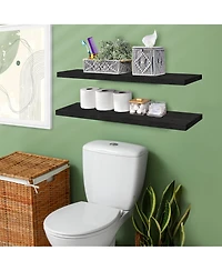 Sorbus 2 Pack 35" Solid Wood Floating Shelves - for Bathroom Decor, Books, Bedroom & Living Room