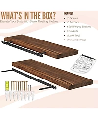 Sorbus 2 Pack 35" Solid Wood Floating Shelves - for Bathroom Decor, Books, Bedroom & Living Room