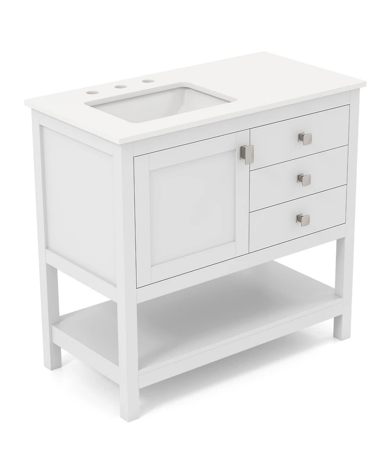 Freestanding Bathroom Vanity Unit with Basin Floor Storage Cabinet