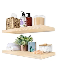 Sorbus 2 Pack 24" Solid Wood Floating Shelves - for Bathroom Decor, Books, Bedroom & Living Room