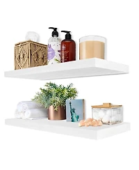 Sorbus 2 Pack 24" Solid Wood Floating Shelves - for Bathroom Decor, Books, Bedroom & Living Room