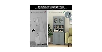 Tall Bathroom Cabinet Large Floor Storage Cabinet with Acrylic Doors and 3 Cubes