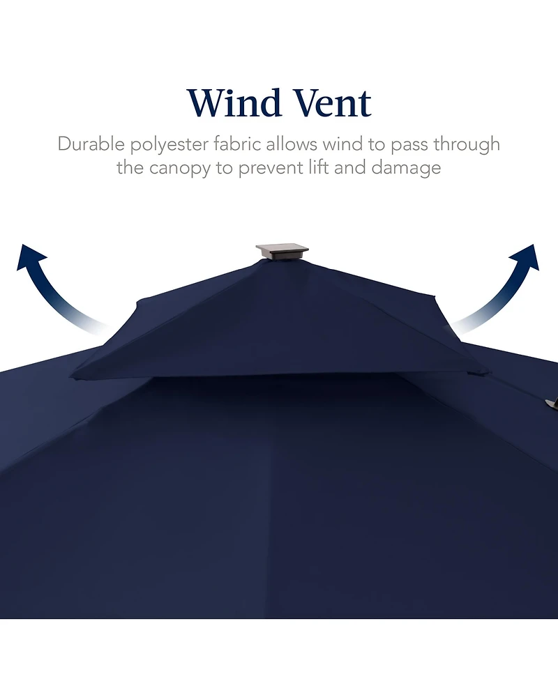 Best Choice Products 12x12ft 2-Tier Square Outdoor Solar Led Cantilever Umbrella w/ 360-Rotating Base –