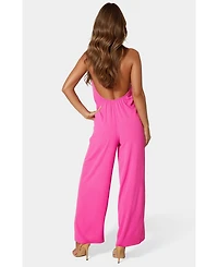 Bebe Women's Airflow Halter Wide Leg Jumpsuit