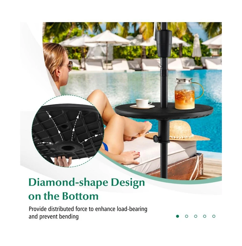 20 Inches Outdoor Adjustable Umbrella Table with 1.5 Inches Umbrella Hole
