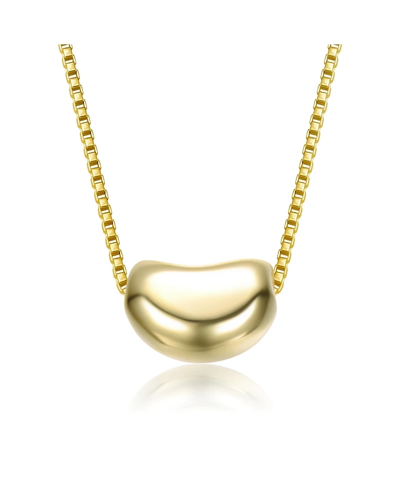 Genevive 14K Gold Plated Bean Shaped Pendant Necklace