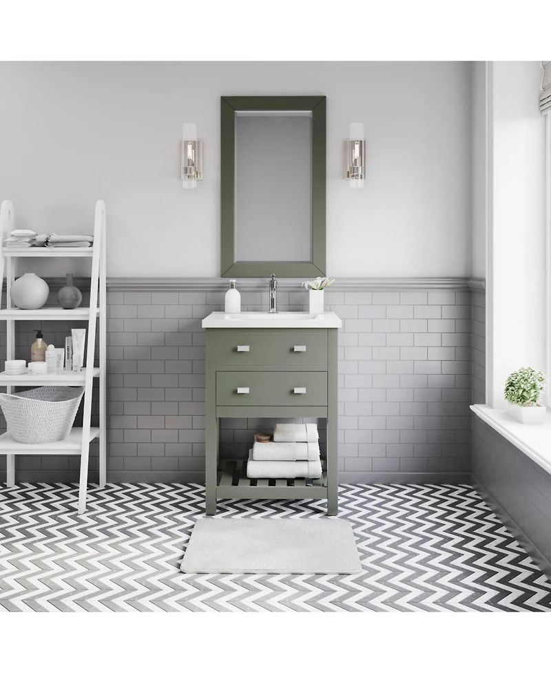 Viola 24 in. W x 18 in. D Bath Vanity in Glacial Green with Ceramic with Ceramics Vanity Top in White with White Basin