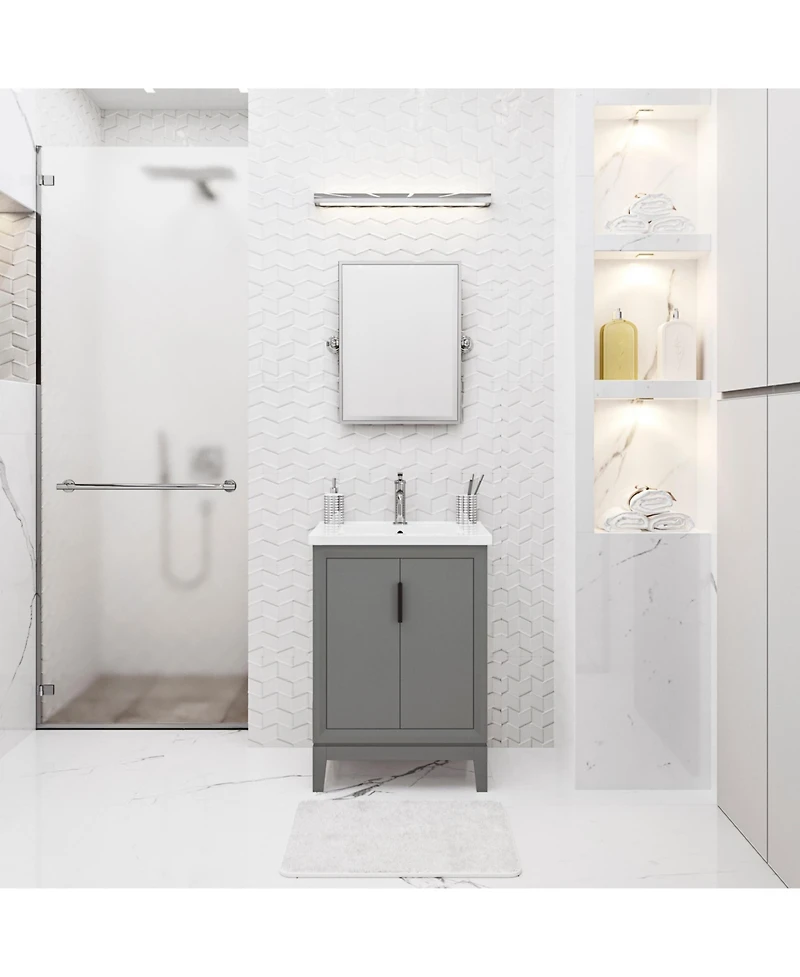 Elise 24.5 in. W x 18 In. D Bath Vanity in Cashmere Grey with Ceramics Vanity Top in White with White Basin