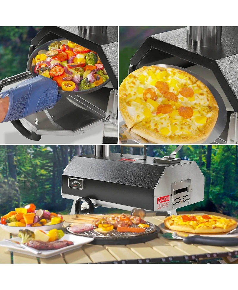 Mondawe 12" Premium Stainless Steel Pizza Oven,Semi-Automatic Portable Double Insulation Oven