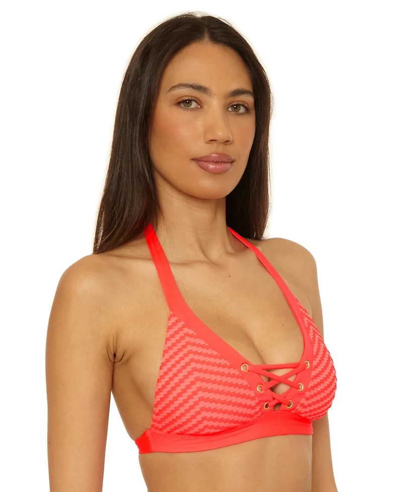 Becca Women's Connect Corset Lace-Up Halter Bikini Top