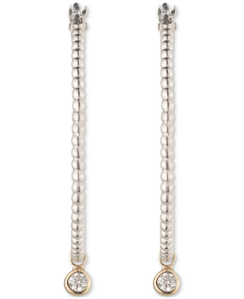 Lauren Ralph Lauren Two-Tone Cubic Zirconia Beaded Hoop Drop Earrings