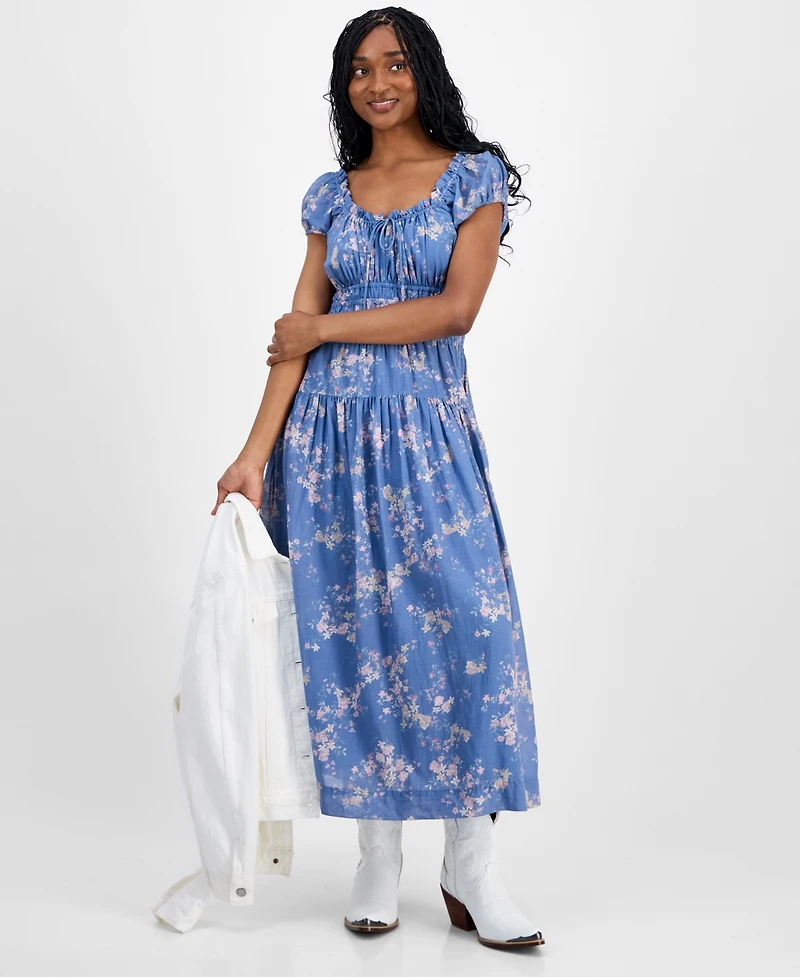 Lucky Brand Women's Floral-Print Cinched-Waist Midi Dress
