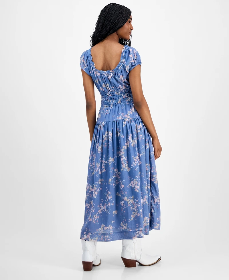 Lucky Brand Women's Floral-Print Cinched-Waist Midi Dress