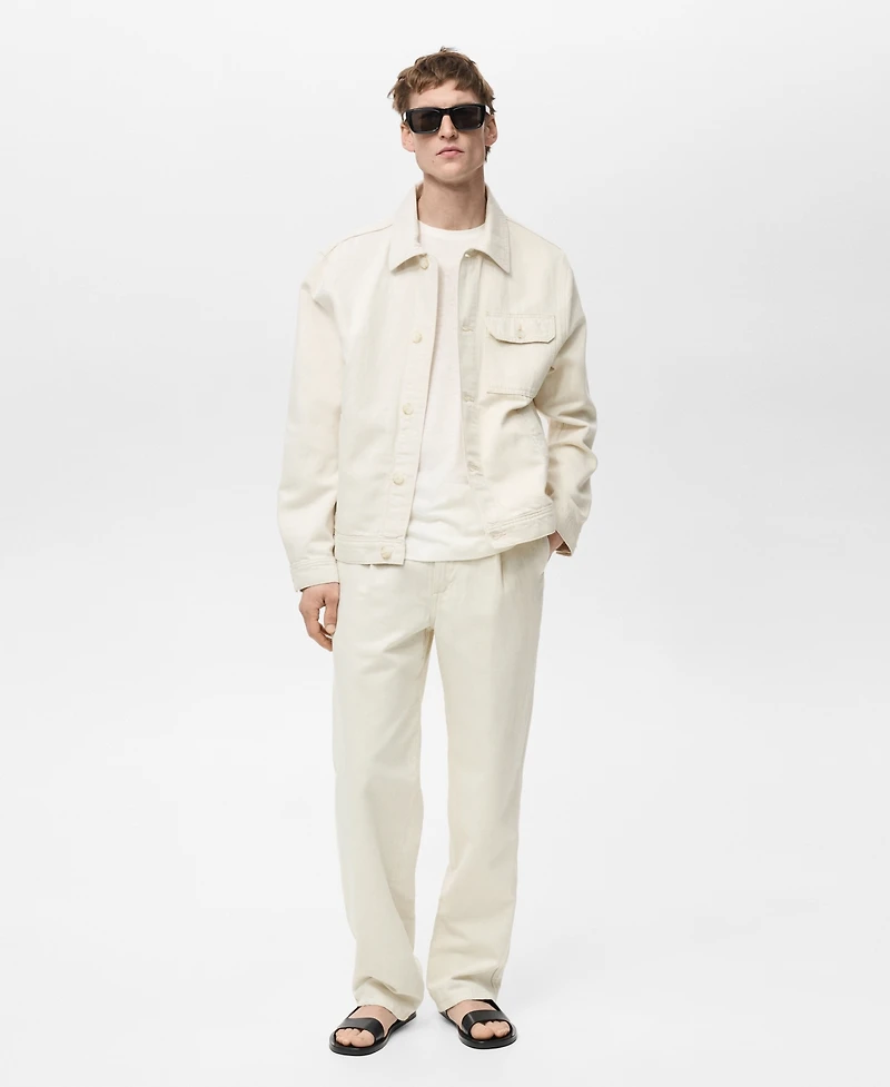 Mango Men's Pocket Linen and Cotton Jacket