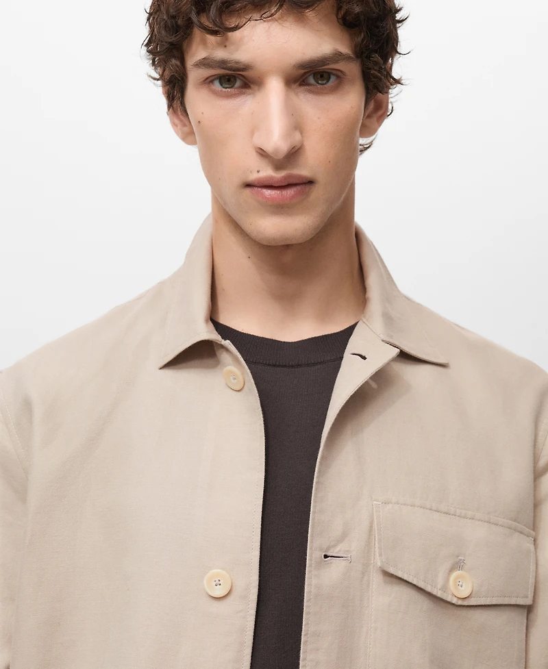 Mango Men's Straight-Fit Linen Overshirt