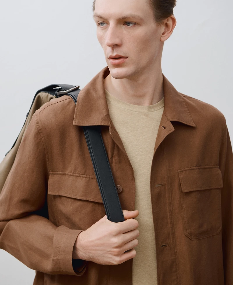 Mango Men's Bowling-Style Linen Overshirt