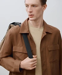 Mango Men's Bowling-Style Linen Overshirt