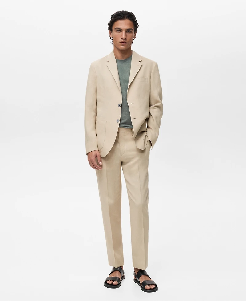 Mango Men's Patch Pockets Linen Blazer