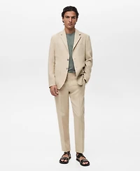 Mango Men's Patch Pockets Linen Blazer