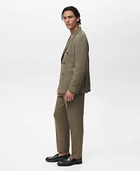 Mango Men's Slim-Fit Pleated Linen Pants