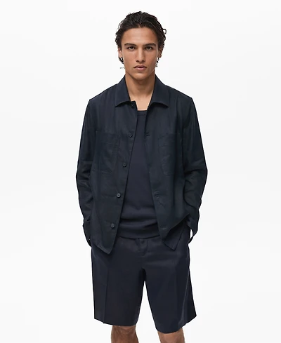 Mango Men's Linen Pockets Overshirt