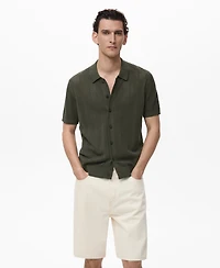 Mango Men's Striped Openwork Knitted Shirt