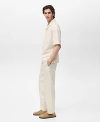 Mango Men's Embroidered Bowling Collar Shirt