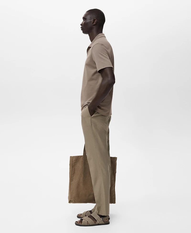 Mango Men's Cotton Tapered Crop Pants
