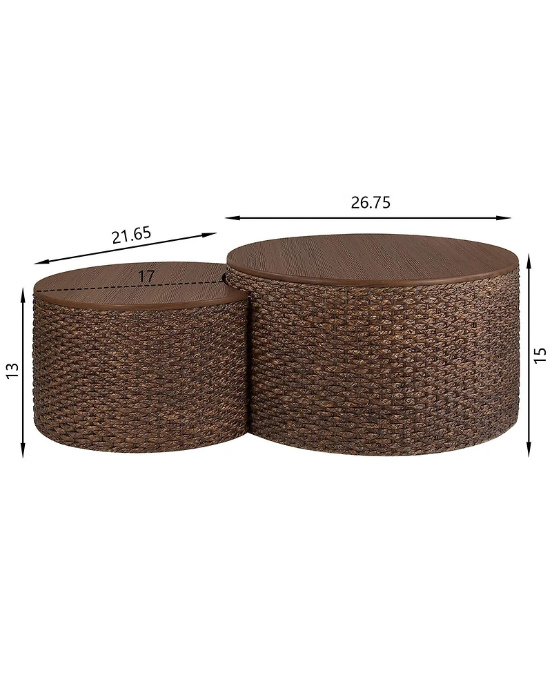 Gallerie Decor 2-Pc. Saxony Rattan Nesting Coffee Table