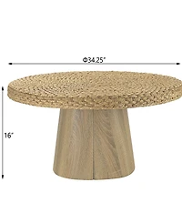 Gallerie Decor 34" Water Hyacinth Woven Top Round Coffee Table