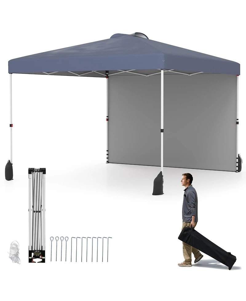 Mecale 10 X 10 Ft Pop up Canopy Tent with 1 Sidewall and Wheeled Bag