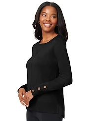 Melissa Paige Women's Button-Cuff Lightweight Tunic Sweater
