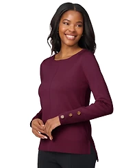 Melissa Paige Women's Button-Cuff Lightweight Tunic Sweater