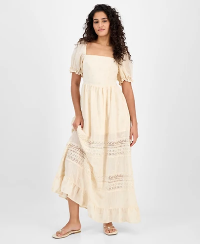 And Now This Petite Embroidered Short-Sleeve Maxi Dress, Exclusively at Macy's