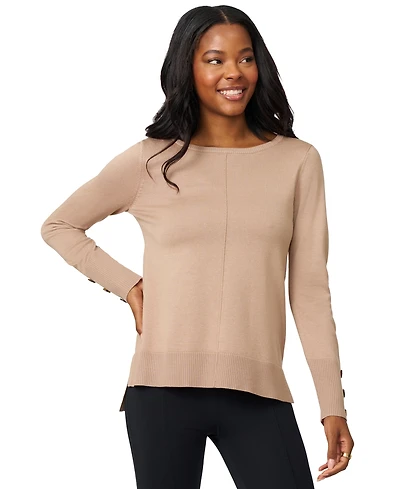 Melissa Paige Women's Button-Cuff Lightweight Tunic Sweater