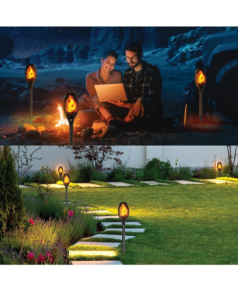 Pack Waterproof Flame Solar Torch Light