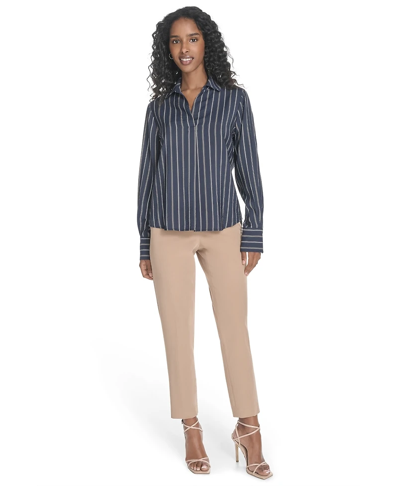 Tommy Hilfiger Women's Striped Long-Sleeve Popover Top