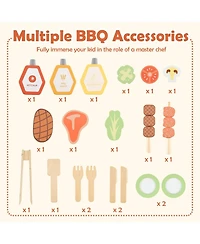Wooden Barbecue Grill Playset with Chalkboard and Sink and Cabinet