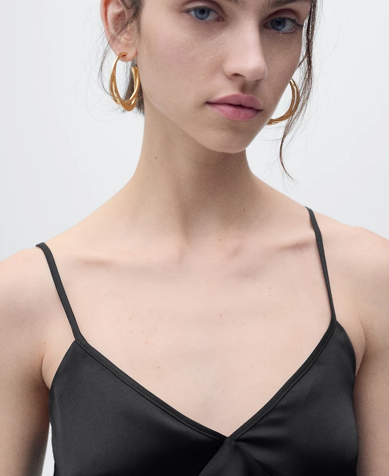 Mango Women's V-Neck Satin Top