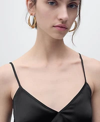 Mango Women's V-Neck Satin Top