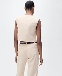Mango Women's Buttons Cotton Crop Top