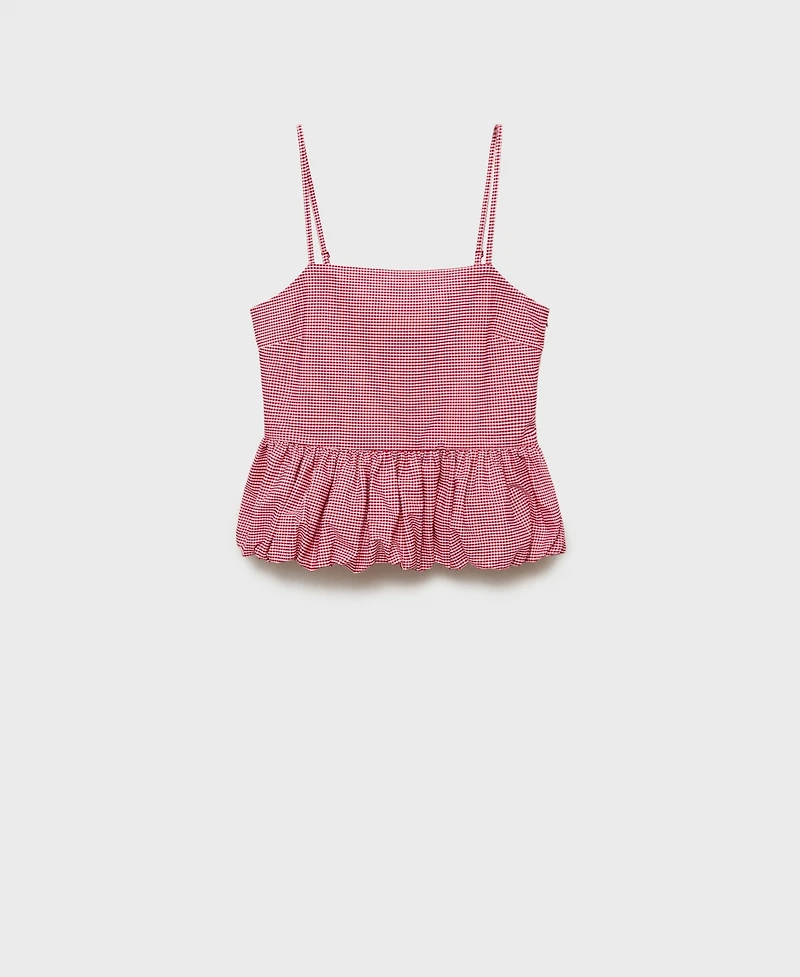 Mango Women's Ruffled Gingham-Check Top