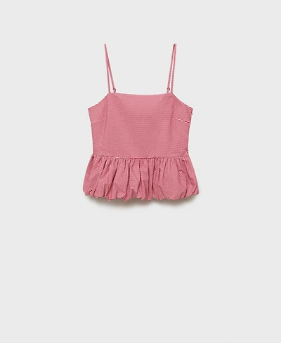 Mango Women's Ruffled Gingham-Check Top
