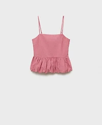 Mango Women's Ruffled Gingham-Check Top