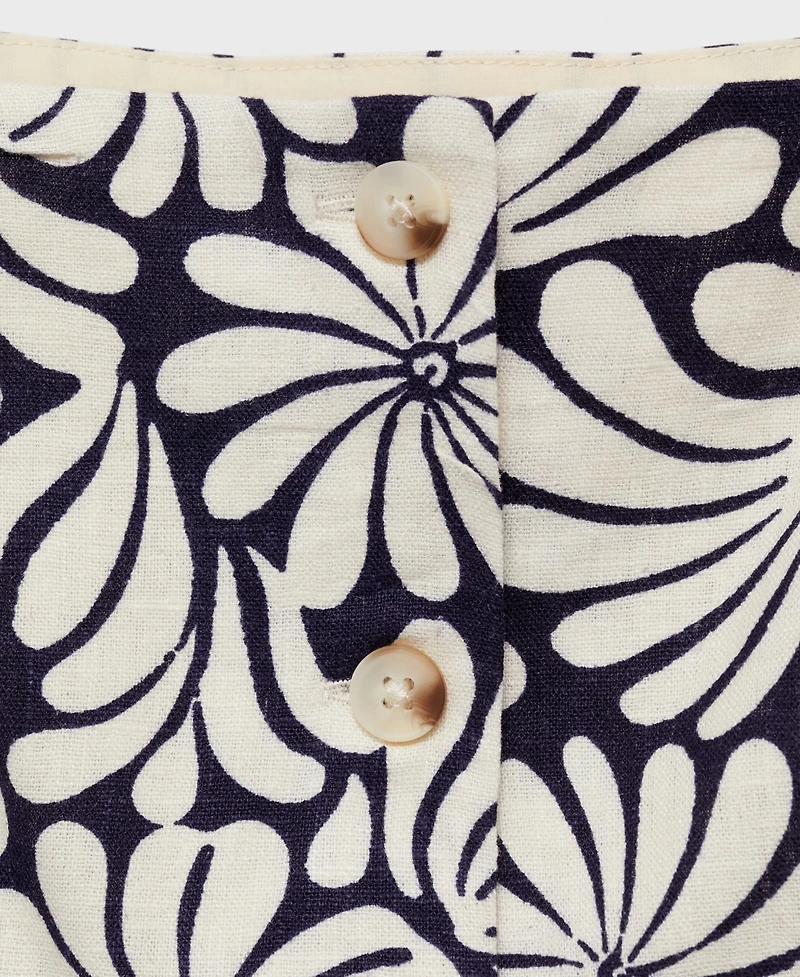 Mango Women's Floral Fitted Linen Top