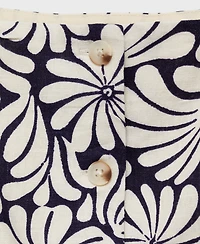 Mango Women's Floral Fitted Linen Top